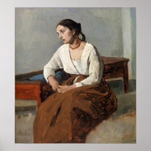 Corot - Melancholy, Italian Woman Poster