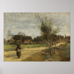 Corot - Peasant Woman On A Road With A View Poster
