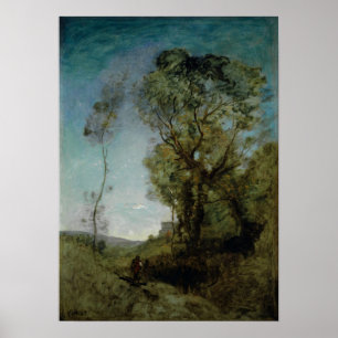 Corot - The Italian Villa Behind Les Pins 1855 Poster