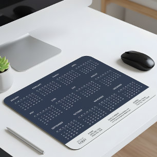 Corporate 2026 Calendar Year at a Glance Navy Blue Mouse Mat
