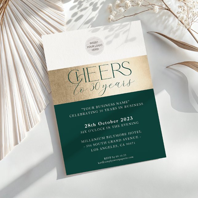 CORPORATE ANNIVERSARY elegant business green gold Invitation (Creator Uploaded)