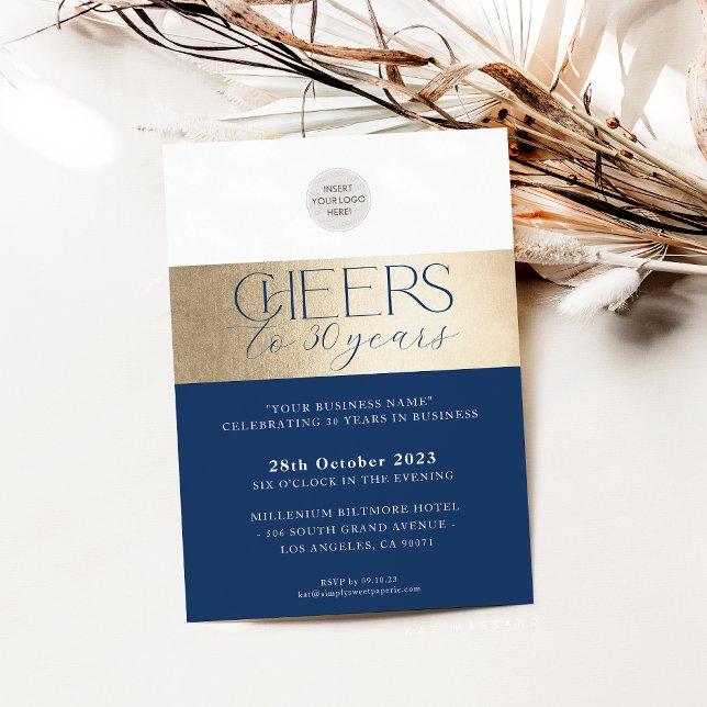 CORPORATE ANNIVERSARY elegant business navy gold Invitation (Creator Uploaded)