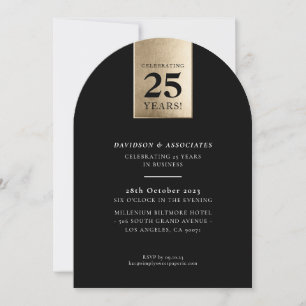 CORPORATE ANNIVERSARY luxury business black gold Invitation