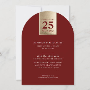 CORPORATE ANNIVERSARY luxury business maroon gold Invitation