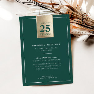 CORPORATE ANNIVERSARY stylish business green gold Invitation