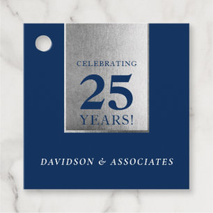 CORPORATE ANNIVERSARY stylish business navy silver Favour Tags