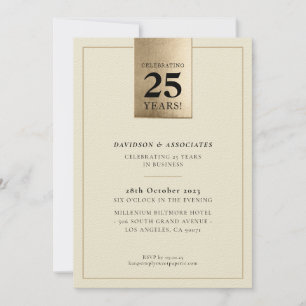 CORPORATE ANNIVERSARY stylish ivory black gold Invitation
