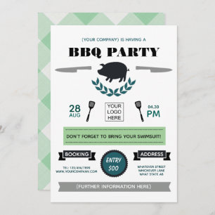 Corporate Barbecue add logo Invitation