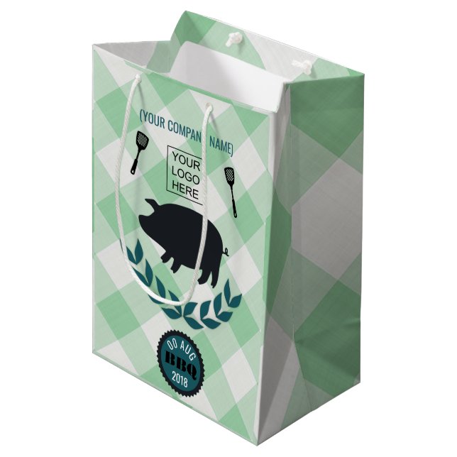 Corporate Barbecue add logo party favour Medium Gift Bag (Front Angled)