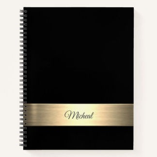 Corporate Black Gold Metal Monogram Notebook