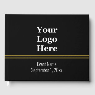 Corporate Black White & Gold Your Logo Here Guest Book