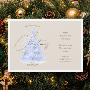 Corporate Blue Christmas Tree Holiday Party  Invitation