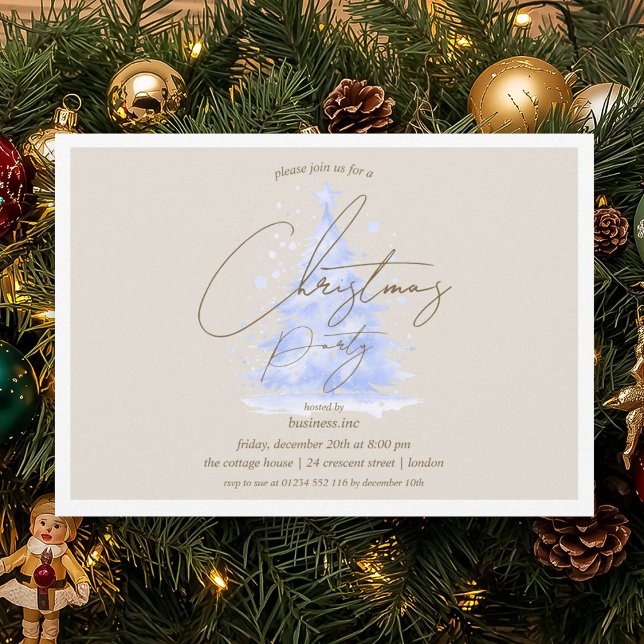 Corporate Blue Christmas Tree Holiday Party  Invitation (Corporate Blue Christmas Tree Holiday Party Invitation)