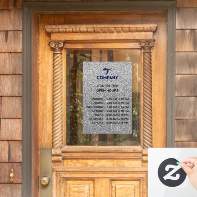Corporate Branded Custom Company Hours Window Cling (Home Door)