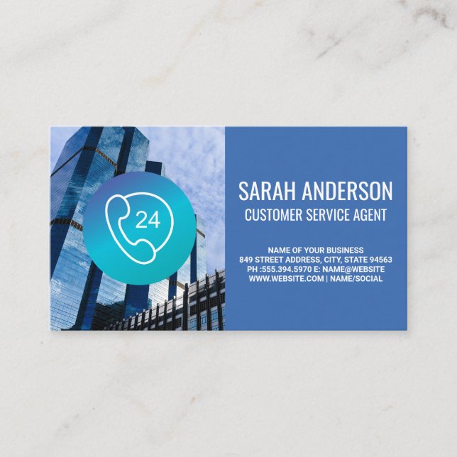 Corporate Buildings | Call Centre Phone Icon Business Card (Front)