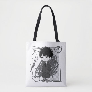 Corporate Burnout Relatable Chibi Boy Suit Illustr Tote Bag