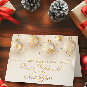 Corporate Business Christmas Gold Script Holiday Card