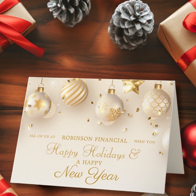 Corporate Business Christmas Gold Script Holiday Card (Creator Uploaded)