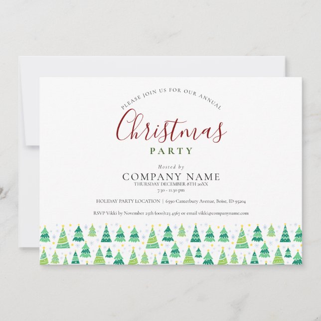 Corporate Business Christmas Trees Holiday Party Invitation (Front)