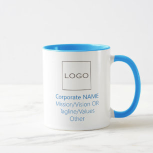 Corporate Business Company Logo Custom Light Blue Mug