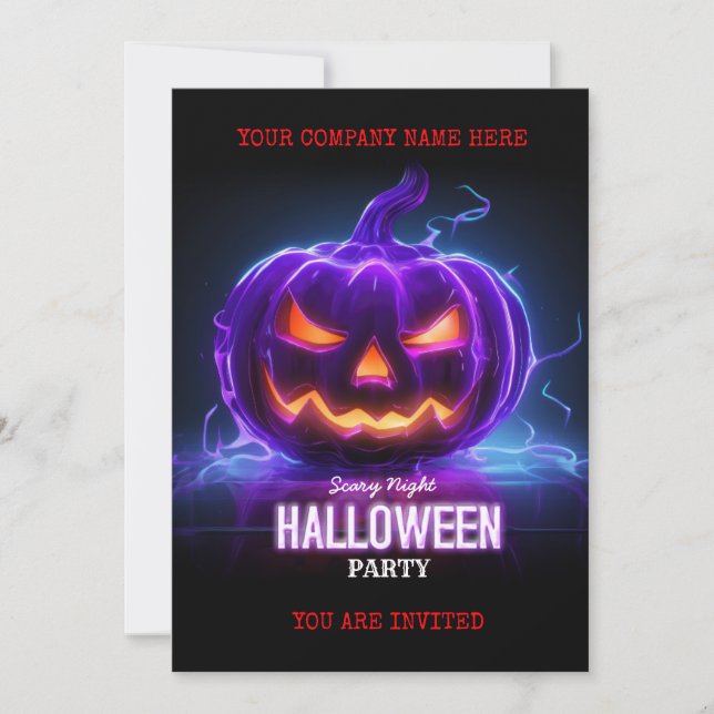 Corporate Business Halloween Office Party Logo Invitation (Front)