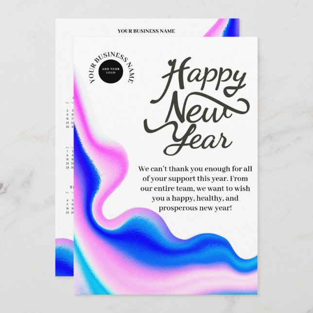 Corporate Business Happy New Year 2023 Calendar   Holiday Card (Front/Back)