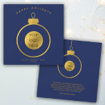 Corporate Business Logo Christmas Ornament Card<br><div class="desc">A simple and stylish business or company Christmas navy blue and gold Christmas ornament "Happy Holidays" card design that can be customised to your logo and text. Customise further with your own card colour and texture.</div>