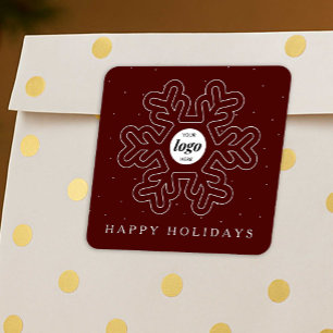 Corporate Business Logo Christmas Snowflake Red Square Sticker