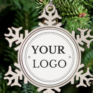 Corporate Business Logo Modern Christmas Snowflake Pewter Christmas Ornament