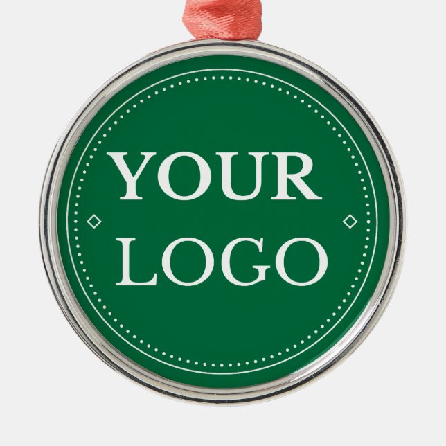 Corporate Business Logo Modern Green Christmas Metal Tree Decoration (Front)