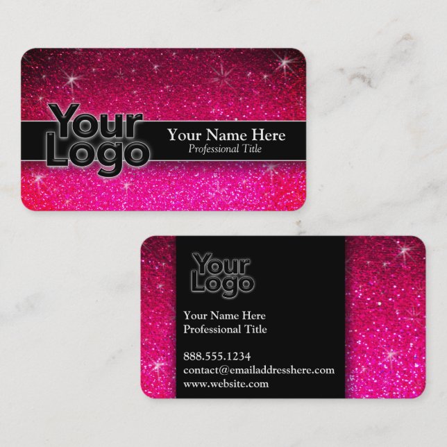 Corporate Business Logo Professional Glitter  Business Card (Front/Back)