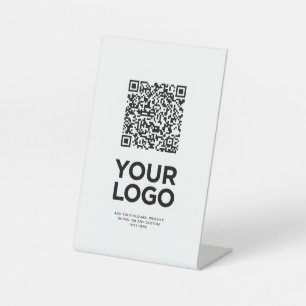 Corporate Business Logo Text Simple Qr Code Pedestal Sign
