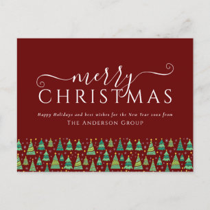 Corporate Business Merry Christmas Trees Holiday Postcard
