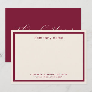 Corporate Business Modern Burgundy Cream Thank You Card