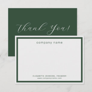Corporate Business Modern Green Light Grey Thank You Card