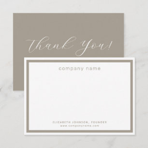 Corporate Business Modern Taupe White Thank You Card