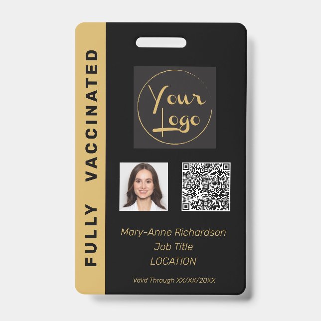 Corporate Business Photo QR Code Vaccination ID Badge (Front)