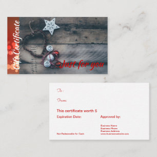 Corporate Business Rustic Holiday Gift Certificate