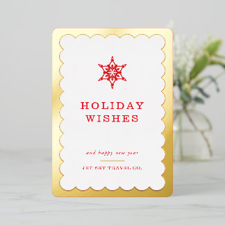 CORPORATE CHRISTMAS business logo snowflake gold Foil Holiday Card