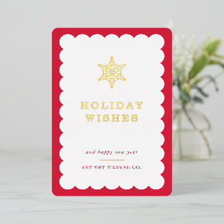 CORPORATE CHRISTMAS business logo snowflake red Foil Holiday Card