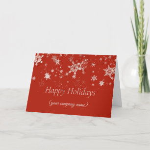 Corporate Christmas Card with  Red Snowflakes