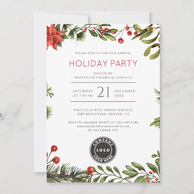 Corporate Christmas Holiday Office Party Invitation (Front)