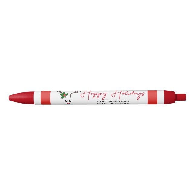 Corporate Christmas Holidays Red Customised Black Ink Pen (Front)