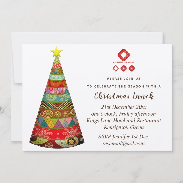 Corporate Christmas Invitations Rustic Folkart (Front)
