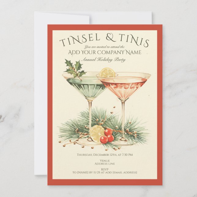 Corporate Christmas Lights Office Holiday Cocktail Invitation (Front)