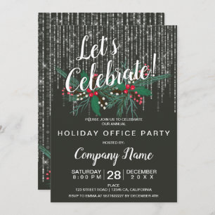 Corporate Christmas mistletoe string lights Invitation