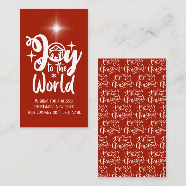 Corporate Christmas Nativity Red & White Greeting Card (Front/Back)