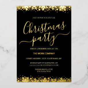 Corporate Christmas Party Black Gold Snowflake