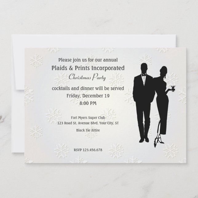 Corporate Christmas Party Black Tie Invitation (Front)