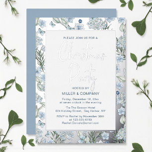 Corporate Christmas Party Blue Butterfly Floral